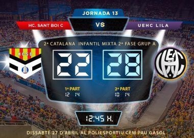 Crònica H.COOPERATIVA SANT BOI C vs UEHC Infantil Lila 22-28
