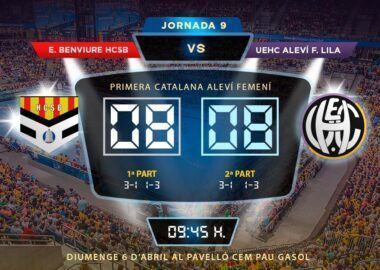 Crònica ESCOLA BENVIURE HCSB vs UEHC Aleví F Lila 8-8